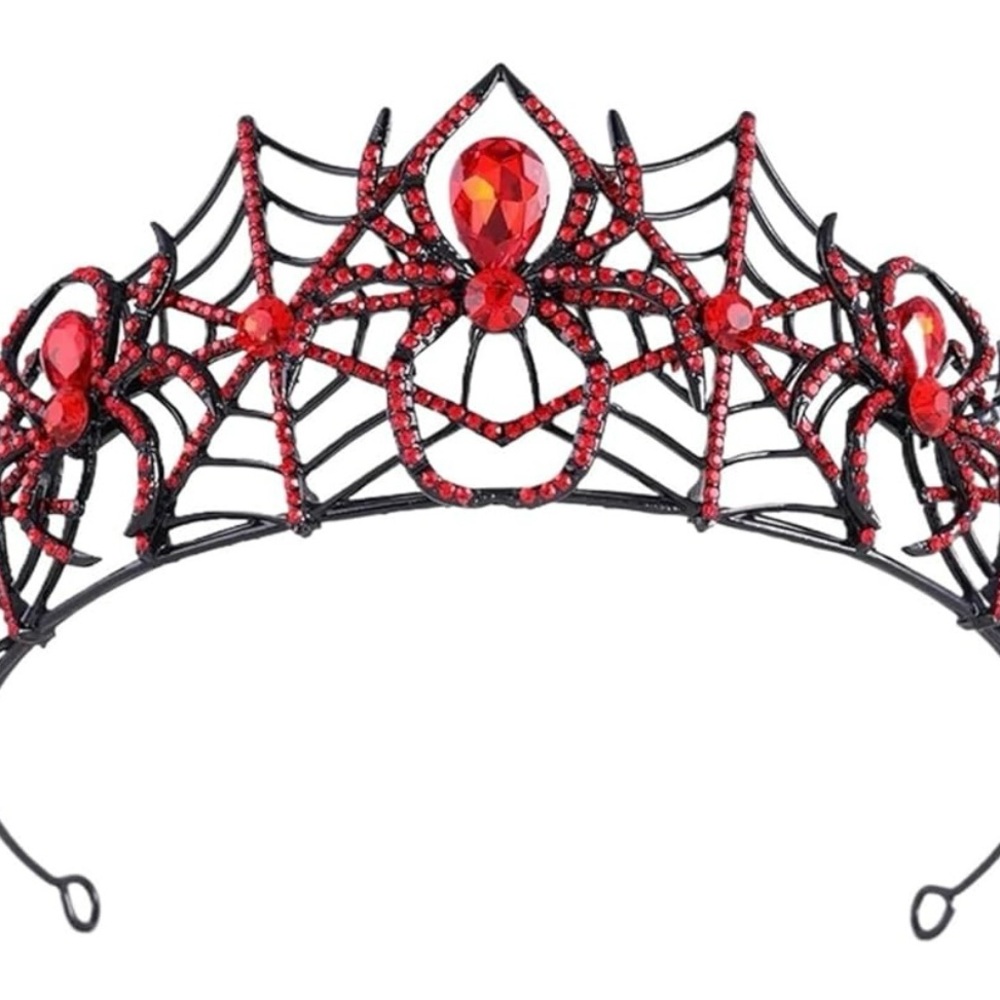Light Up Red Spiderweb Gothic Tiara Crown,  3 Settings For any Occasion